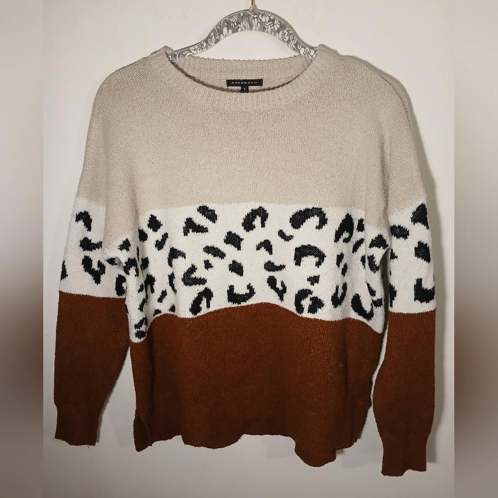 Staccato Women's Leopard Pattern Sweater - Cream, Black, and Brown